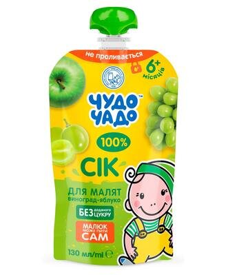 Сік Чудо-Чадо виноградно-яблучний, без доданого цукру, з 6 месяців, 130 мл