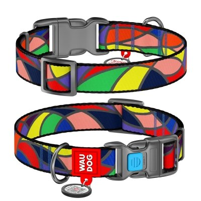 Нашийник Collar WAUDOG Nylon з QR-паспортом, малюнок Вітраж, пластиковий фастекс, ширина 15 мм довжина 23-35 см