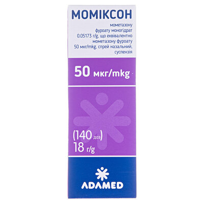 Моміксон спрей наз., сусп. 50 мкг/дозу по 140 доз (18 г) у флак. з доз. насос.