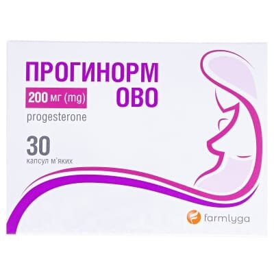 Прогинорм ово капсули м'як. по 200 мг №30 (15х2)