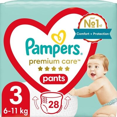 Підгузки-трусики Pampers Premium Care Pants дитячі розмір 3, 6-11 кг, 28 шт