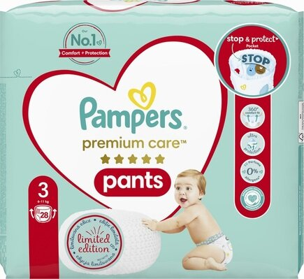 Підгузки-трусики Pampers Premium Care Pants дитячі розмір 3, 6-11 кг, 28 шт