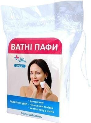 Пафи ватні San Farma, 200 штук