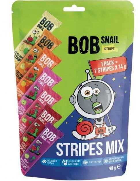 Набір Bob Snail Stripes Mix цукерки натуральні асорті фруктово-ягідні, 98 г