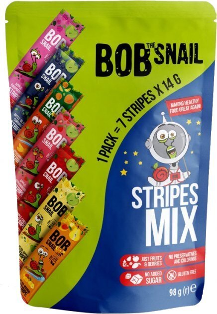 Набір Bob Snail Stripes Mix цукерки натуральні асорті фруктово-ягідні, 98 г