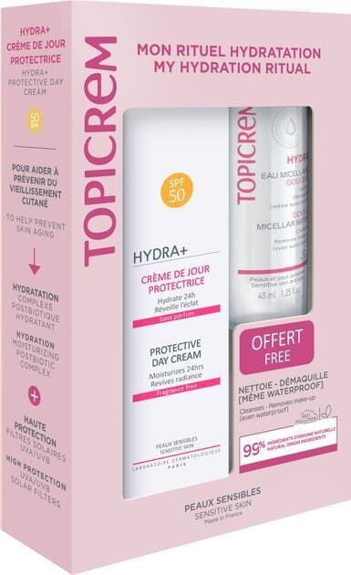 Набір для обличчя Topicrem Hydra + (Крем захисний денний SPF50 40 мл + Вода міцелярна ніжна 40 мл)