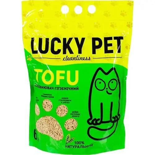 Наповнювач для туалету Lucky Pet з тофу з ароматом персика, 6 л
