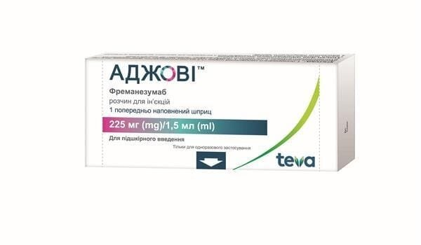 Аджові розчин д/ін. 225 мг/1.5 мл по 1.5 мл №1 у поперед. запов. шпр.