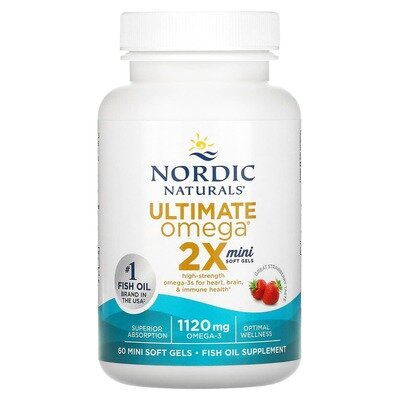 Омега Nordic Naturals Ultimate Omega 2X Mini 1120 мг, полуниця, 60 капсул