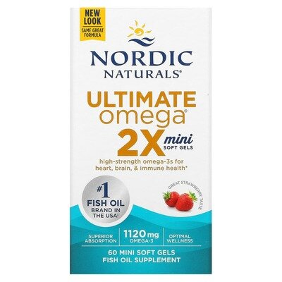 Омега Nordic Naturals Ultimate Omega 2X Mini 1120 мг, полуниця, 60 капсул