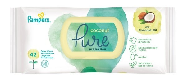 Серветки вологі Pampers Pure Coconut дитячі, 42 шт