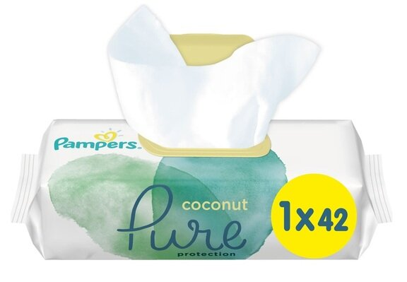 Серветки вологі Pampers Pure Coconut дитячі, 42 шт
