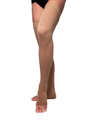 Панчохи компресійні Venotonia Power AG клас компресії 2, відкритий носок, короткі, із силіконовими крапками, колір карамель, розмір V+