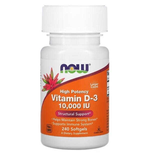 Вітамін Д-3 NOW Vitamin D-3 10000 MО м'які капсули №240