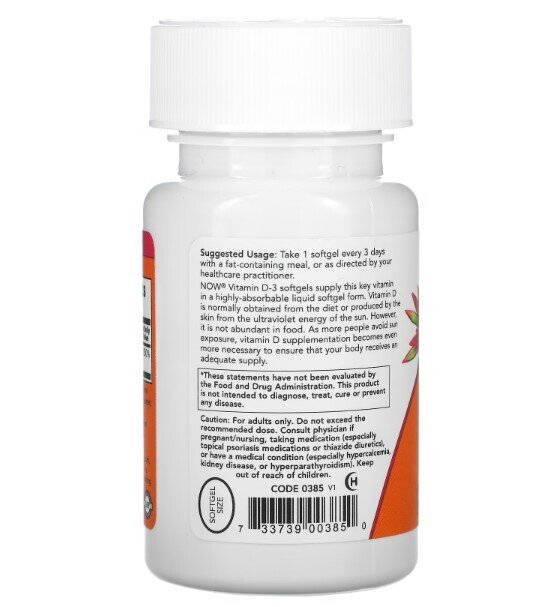 Вітамін Д-3 NOW Vitamin D-3 10000 MО м'які капсули №240