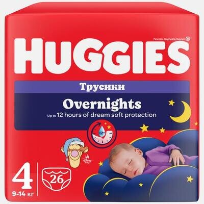 Підгузки-трусики Huggies Pants Overnights дитячі, нічні, розмір 4, 9-14 кг, 26 шт