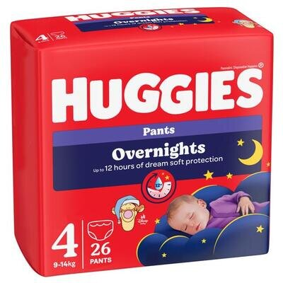 Підгузки-трусики Huggies Pants Overnights дитячі, нічні, розмір 4, 9-14 кг, 26 шт