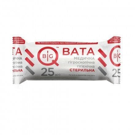 Вата стерильна BigQ медична гігієнічна, ролик 25 г