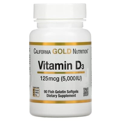 Вітамін D3 California Gold Nutrition Vitamin D3 125 mcg (5,000 IU), 90 капсул