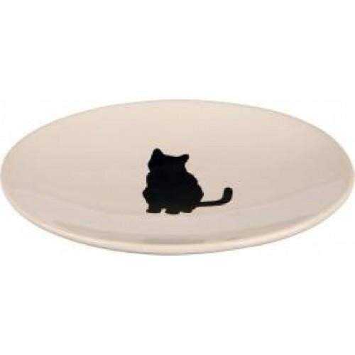 Миска для котів Trixie 24490 з кішкою керамічна біла, 18х15 см