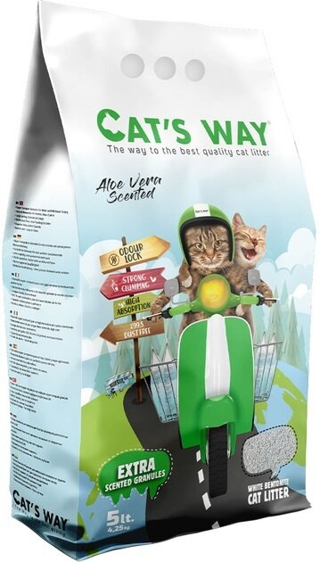 Наповнювач для котячого туалету Cat's Way бентонітовий, зелені гранули, алое вера, 5 л