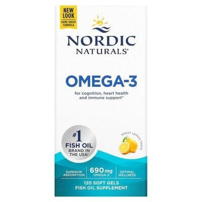 Омега-3 Nordic Naturals Omega-3 690 мг, лимон, 180 капсул