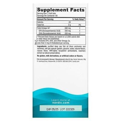 Омега-3 Nordic Naturals Omega-3 690 мг, лимон, 180 капсул