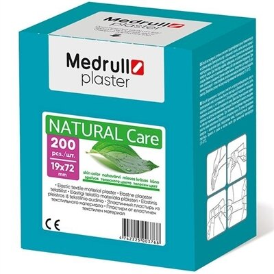 Пластир бактерицидний Medrull Natural Care на тканинній основі, розміром 1,9 см х 7,2 см, 200 штук