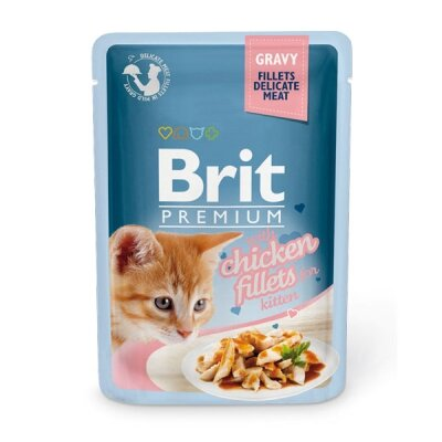 Корм вологий для кошенят Brit Premium Cat pouch з філе курки в соусі, 85 г