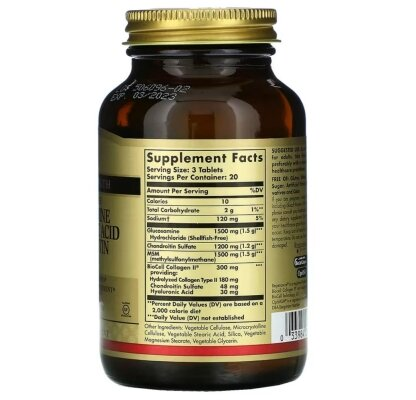 Глюкозамін, гіалуронова кислота, хондроїтин та МСМ Solgar Glucosamine Hyaluronic Acid Chondroitin MSM таблетки №60