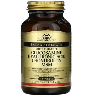 Глюкозамін, гіалуронова кислота, хондроїтин та МСМ Solgar Glucosamine Hyaluronic Acid Chondroitin MSM таблетки №60