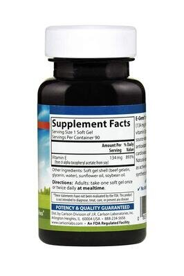 Вітамін Е Carlson Labs E-Gems Natural Vitamin E 200 МО, 90 гелевих капсул