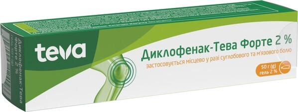 Диклофенак-Тева гель форте 2 % по 50 г у тубах
