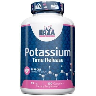 Калій повільного вивільнення Haya Labs Potassium Time Release 99 мг, 100 веганських капсул