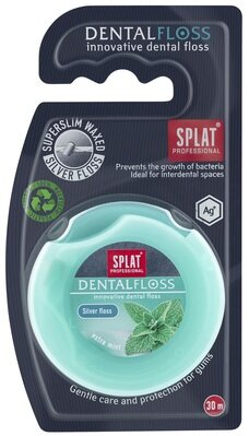 Зубна нитка Splat Professional тонка з волокнами срібла, 30 м
