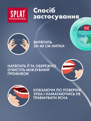 Зубна нитка Splat Professional тонка з волокнами срібла, 30 м