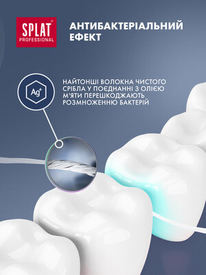 Зубна нитка Splat Professional тонка з волокнами срібла, 30 м