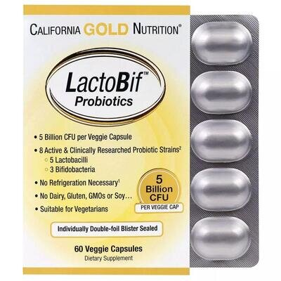 Пробіотики LactoBif California Gold Nutrition 5 млрд КОЕ, 60 капсул