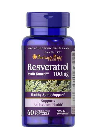 Ресвератрол Puritan's Pride Resveratrol 100 мг, 60 капсул