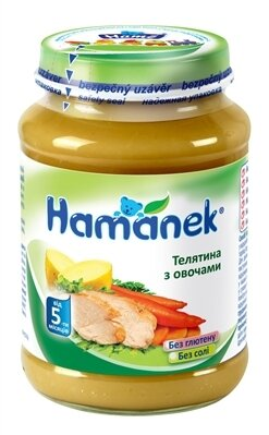Пюре м'ясо-овочеве Hame Hamanek Телятина з овочами, 190 г