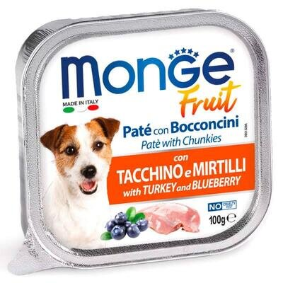 Корм вологий Monge Dog Fruit паштет для собак, індичка з чорницею, 100 г