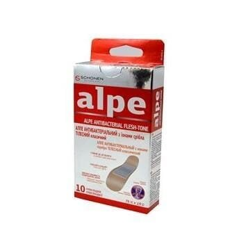 Пластир медичний Alpe Antibacterial Flesh-Tone тілесний з іонами срібла 1,9 см х 7,6 см №10