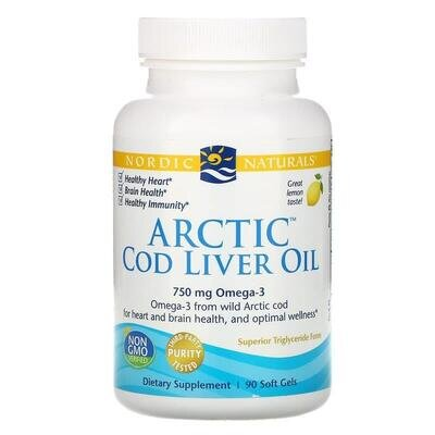 Риб'ячий жир з печінки тріски Nordic Naturals Arctic Cod Liver Oil 1000 мг, лимон, 90 капсул