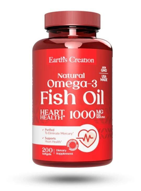 Омега-3 (без холестерину) Earth's Creation Omega-3 (Cholesterol Free) 1000 мг, 200 гелевих капсул