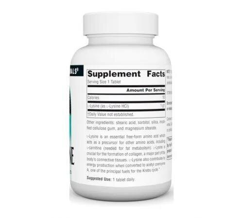 Лізин Source Naturals L-Lysine 1000 мг, 50 таблеток
