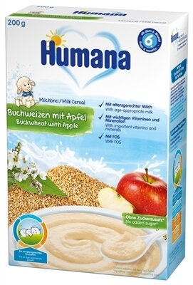 Каша молочна Humana гречана з яблуком для дітей з 6 місяців, 200 г