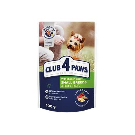 Корм вологий Club 4 Paws для дорослих собак дрібних порід з Куркою в желе Преміум, 100 г