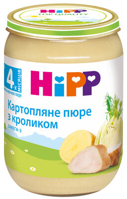 Пюре м’ясо-овочеве HiPP Картопляне пюре з кроликом, з 4 місяців, 190 г