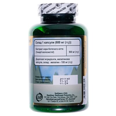Котячий кіготь Healthyway Production капсули №180