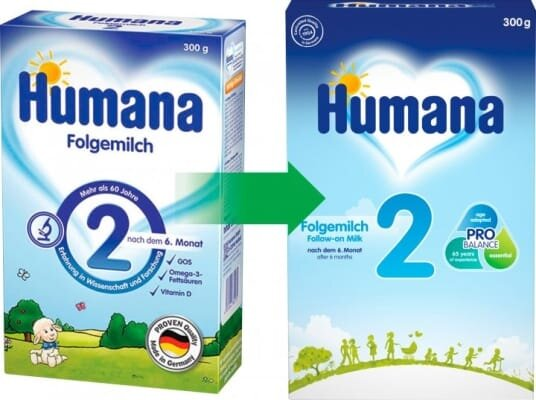 Суміш суха молочна Humana 2 з пребіотиками для подальшого годування для дітей з 6 до 12 місяців, 300 г